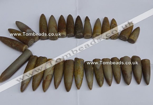 CTD2562 Top drilled 12*35mm - 15*55mm bullet agate fossil beads