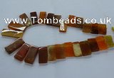 CTD2608 Top drilled 14*27mm - 16*42mm rectangle agate beads