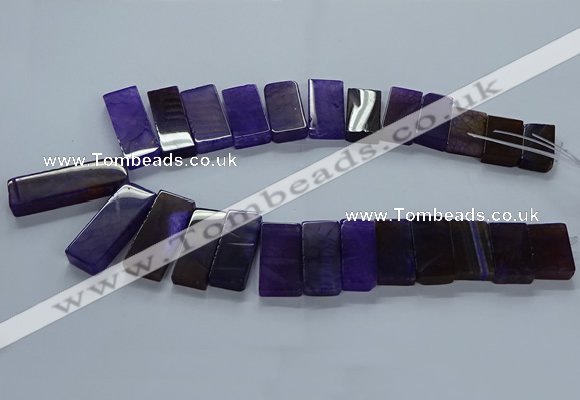 CTD2609 Top drilled 14*27mm - 16*42mm rectangle agate beads