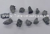 CTD2616 Top drilled 15*25mm - 25*35mm nuggets plated druzy quartz beads