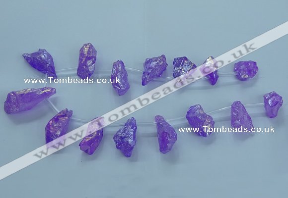 CTD2623 Top drilled 10*25mm - 20*45mm nuggets plated druzy quartz beads