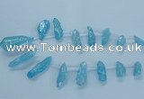 CTD2626 Top drilled 10*25mm - 20*45mm nuggets plated druzy quartz beads