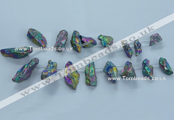 CTD2633 Top drilled 10*25mm - 20*45mm nuggets plated druzy quartz beads
