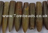 CTD2676 Top drilled 8*30mm - 12*50mm bullet agate fossil beads