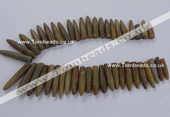 CTD2676 Top drilled 8*30mm - 12*50mm bullet agate fossil beads