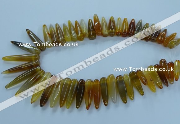 CTD2683 Top drilled 8*25mm - 10*50mm bullet agate gemstone beads