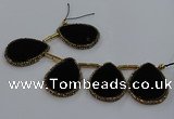 CTD2698 Top drilled 35*45mm flat teardrop agate beads wholesale