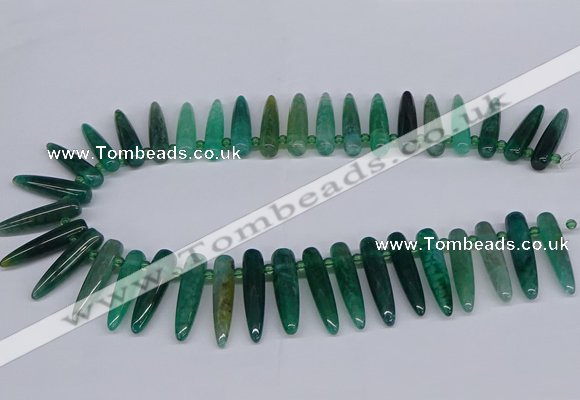 CTD2728 Top drilled 8*35mm bullet agate gemstone beads wholesale