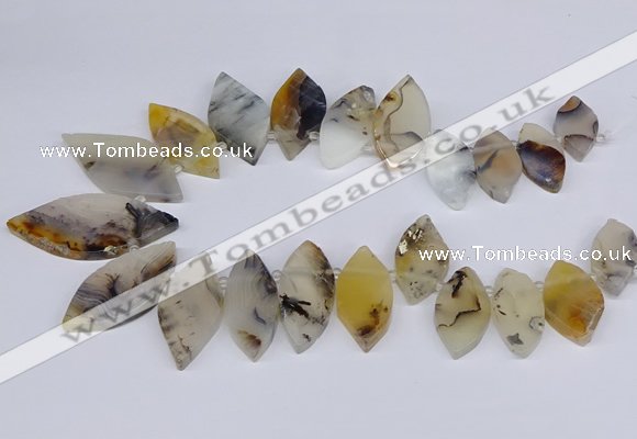 CTD2735 Top drilled 15*30mm - 25*50mm marquise montana agate beads