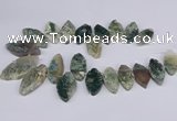 CTD2738 Top drilled 15*30mm - 25*50mm marquise moss agate beads