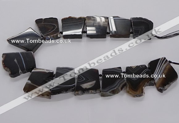 CTD2769 Top drilled 25*30mm - 35*40mm freeform line agate beads