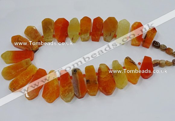 CTD2819 Top drilled 15*30mm - 18*45mm sticks agate gemstone beads