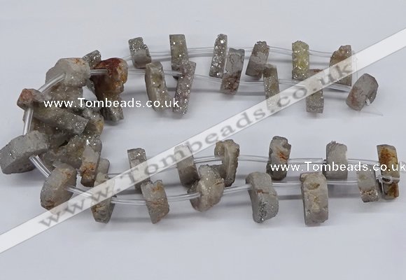 CTD2841 Top drilled 15*20mm - 18*40mm freeform plated druzy agate beads