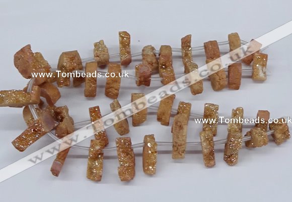 CTD2844 Top drilled 15*20mm - 18*40mm freeform plated druzy agate beads