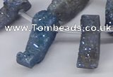 CTD2845 Top drilled 15*20mm - 18*40mm freeform plated druzy agate beads