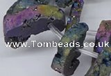 CTD2846 Top drilled 15*20mm - 18*40mm freeform plated druzy agate beads