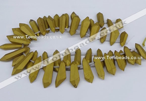 CTD2853 Top drilled 10*20mm - 15*50mm sticks plated quartz beads