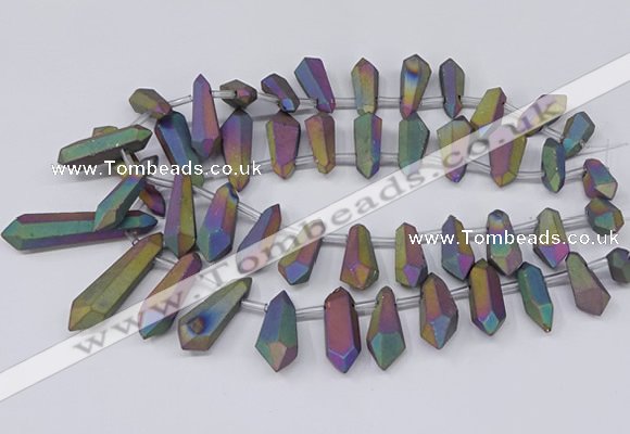 CTD2855 Top drilled 10*20mm - 15*50mm sticks plated quartz beads