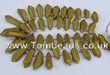 CTD2863 Top drilled 15*20mm - 22*50mm sticks plated quartz beads