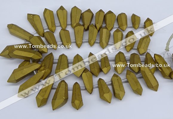 CTD2863 Top drilled 15*20mm - 22*50mm sticks plated quartz beads