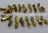 CTD2874 Top drilled 10*20mm - 15*50mm sticks plated quartz beads