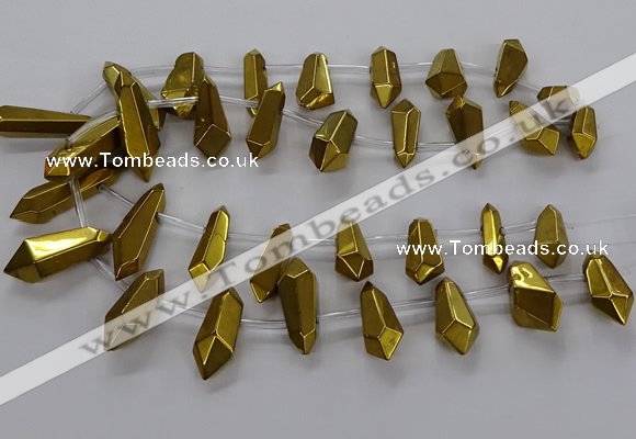 CTD2874 Top drilled 10*20mm - 15*50mm sticks plated quartz beads