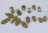CTD2902 Top drilled 15*25mm - 25*55mm freeform plated druzy agate beads
