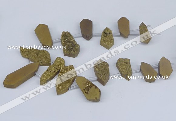 CTD2902 Top drilled 15*25mm - 25*55mm freeform plated druzy agate beads