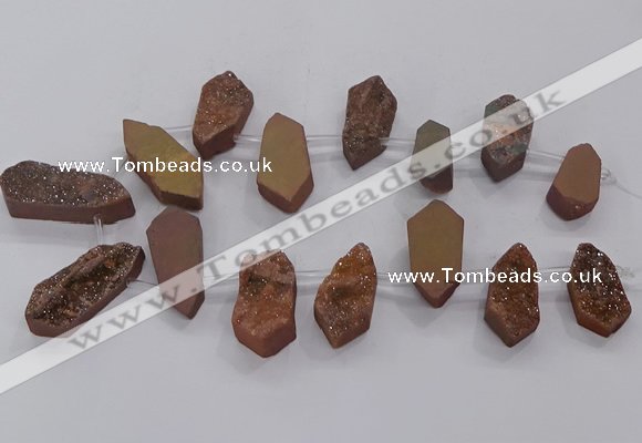 CTD2903 Top drilled 15*25mm - 25*55mm freeform plated druzy agate beads