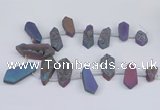 CTD2905 Top drilled 15*25mm - 25*55mm freeform plated druzy agate beads
