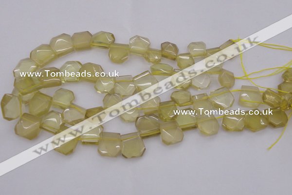 CTD312 Top drilled 15*18mm - 18*20mm faceted freeform lemon quartz beads