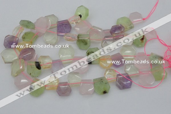 CTD317 15*18mm - 18*20mm faceted freeform multicolor quartz beads