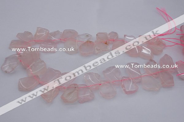 CTD320 Top drilled 15*20mm - 20*25mm freeform rose quartz beads