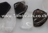 CTD322 15*20mm - 20*25mm freeform white crystal & smoky quartz beads