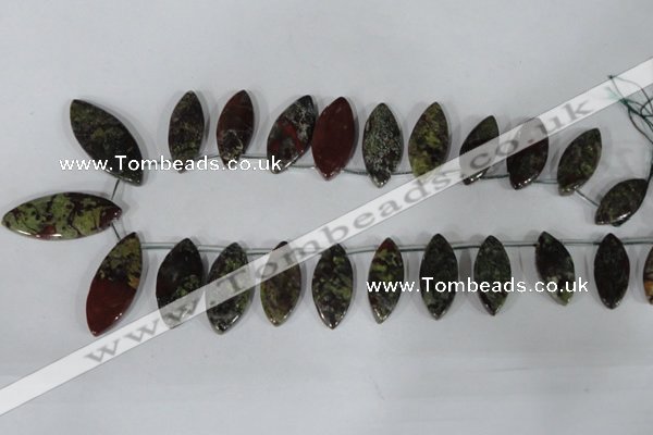 CTD33 Top drilled 10*24mm – 17*40mm marquise dragon blood jasper beads