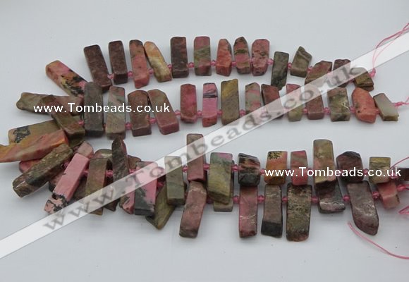 CTD3502 Top drilled 10*25mm - 10*45mm sticks rhodochrosite beads