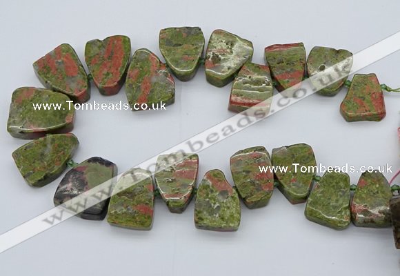 CTD3505 Top drilled 15*20mm - 25*30mm freeform unakite beads