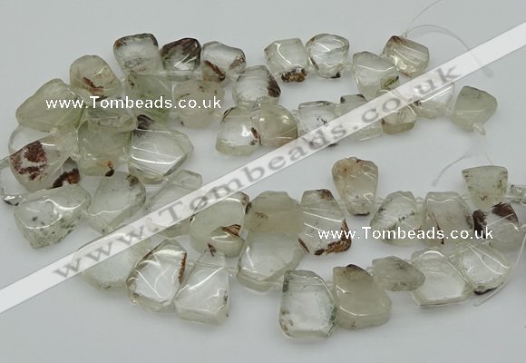 CTD3534 Top drilled 15*20mm - 25*30mm freeform green phantom quartz beads