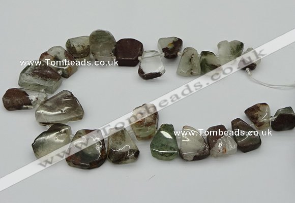 CTD3535 Top drilled 15*20mm - 25*30mm freeform green phantom quartz beads