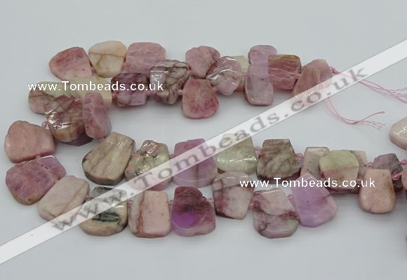 CTD3536 Top drilled 15*20mm - 25*30mm freeform pink kunzite beads