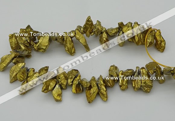 CTD3555 Top drilled 10*20mm - 12*30mm sticks plated quartz beads