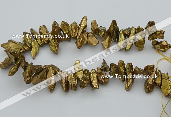 CTD3556 Top drilled 10*20mm - 12*30mm sticks plated quartz beads