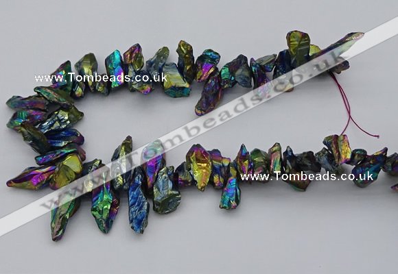 CTD3562 Top drilled 10*20mm - 12*30mm sticks plated quartz beads