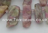 CTD3565 Top drilled 10*20mm - 12*35mm sticks pink tourmaline beads