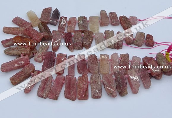 CTD3588 Top drilled 10*20mm - 12*40mm sticks strawberry quartz beads