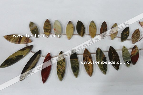 CTD36 Top drilled 10*24mm – 15*50mm marquise brecciated jasper beads