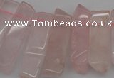 CTD361 Top drilled 10*28mm - 10*50mm wand rose quartz beads