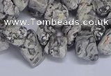 CTD3614 Top drilled 10*14mm - 13*18mm nuggets grey picture jasper beads