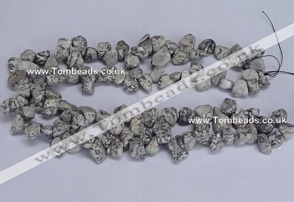 CTD3614 Top drilled 10*14mm - 13*18mm nuggets grey picture jasper beads