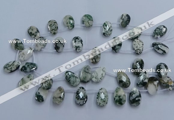 CTD3618 Top drilled 13*22mm briolette moss agate gemstone beads